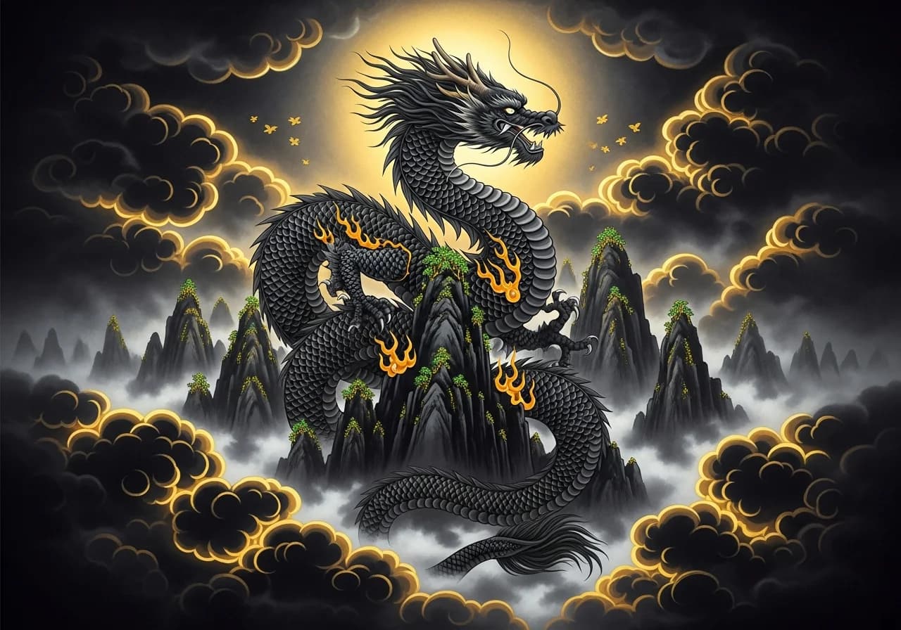 길몽 해석 — 선명하고 강렬한 검은색은 권위와 대운의 신호