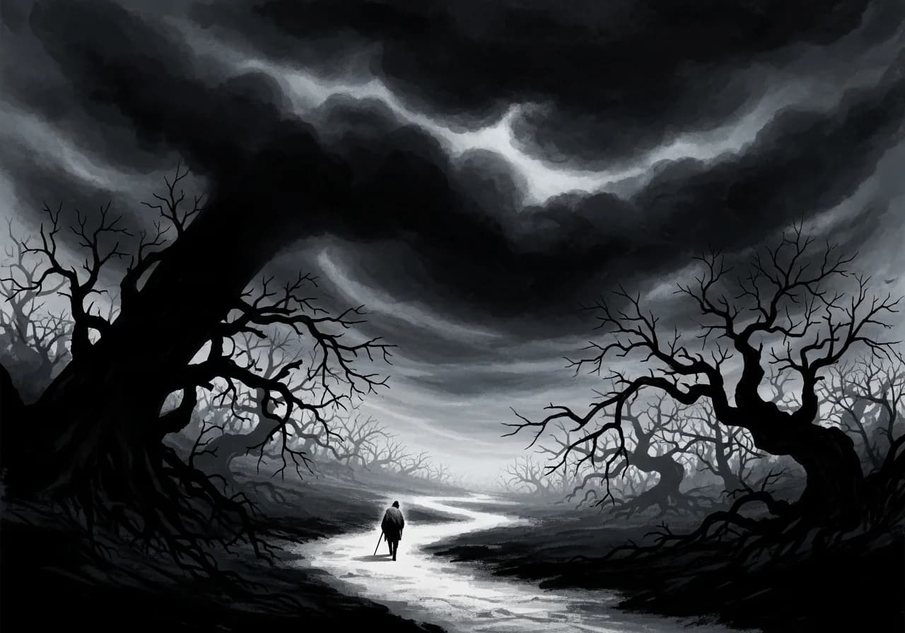 흉몽 해석 — 흐릿하고 두려운 검은색은 경고의 신호