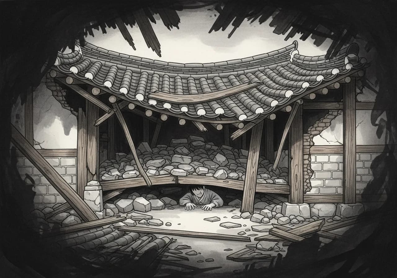 부분 붕괴·지진 붕괴·직장 건물 — 흉몽의 경고