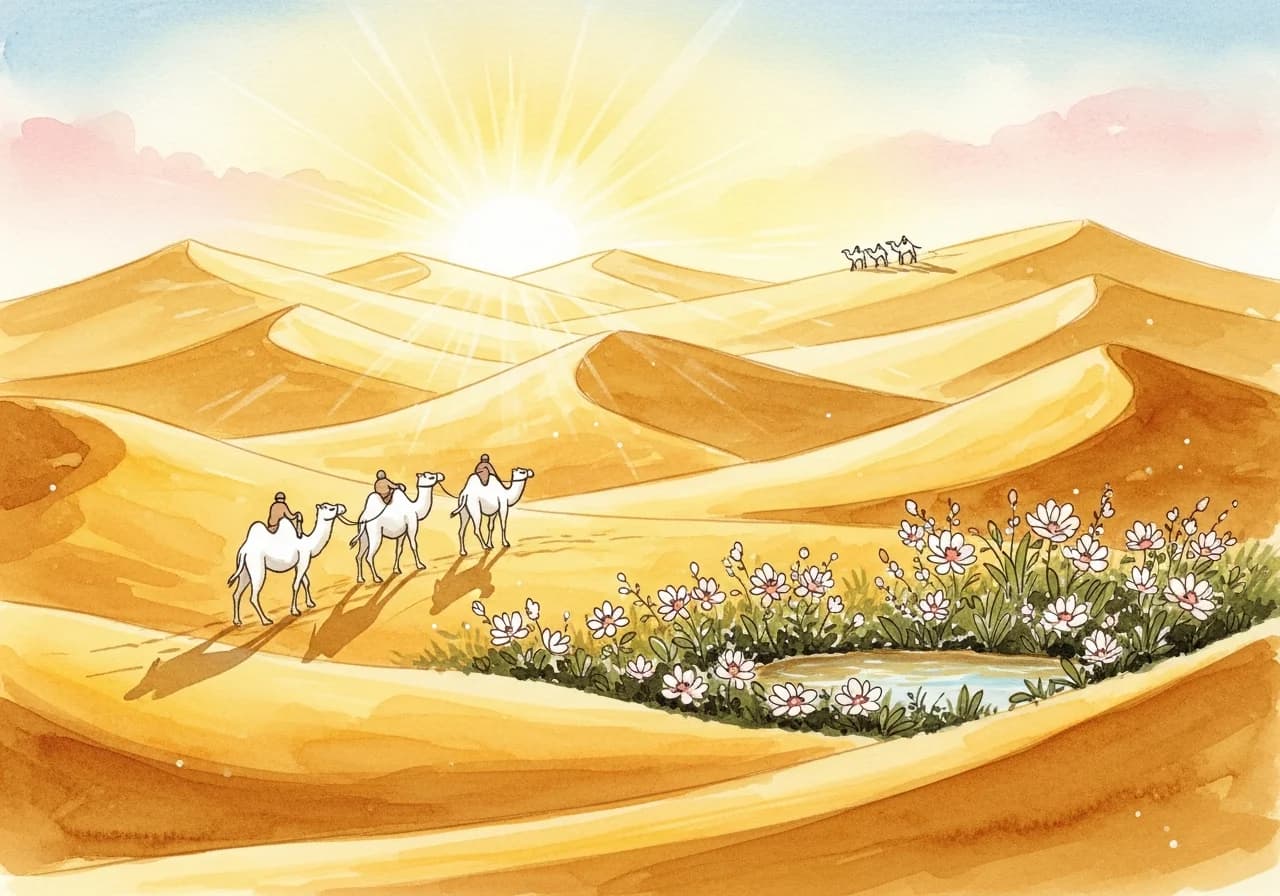 낙타 꿈 길몽 해석 — 인내와 풍요의 전조