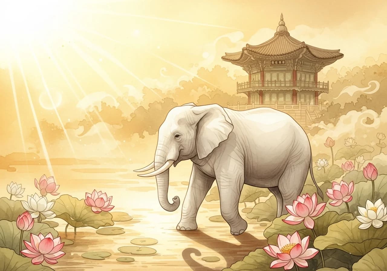 코끼리 꿈 길몽 해석 — 재물·귀인·성공의 예고