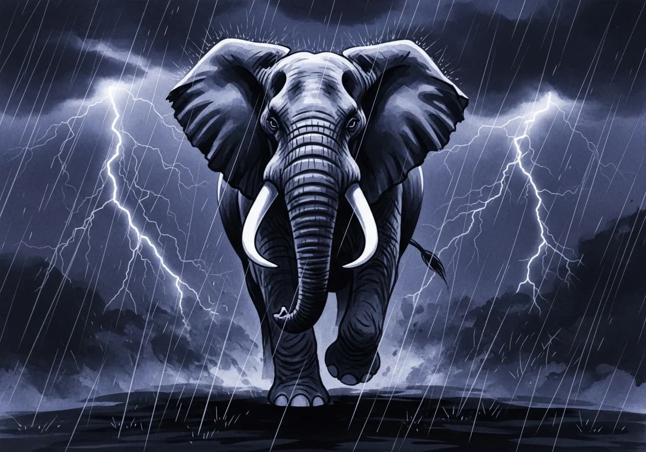 코끼리 꿈 흉몽 해석 — 위기·손실·경고 신호