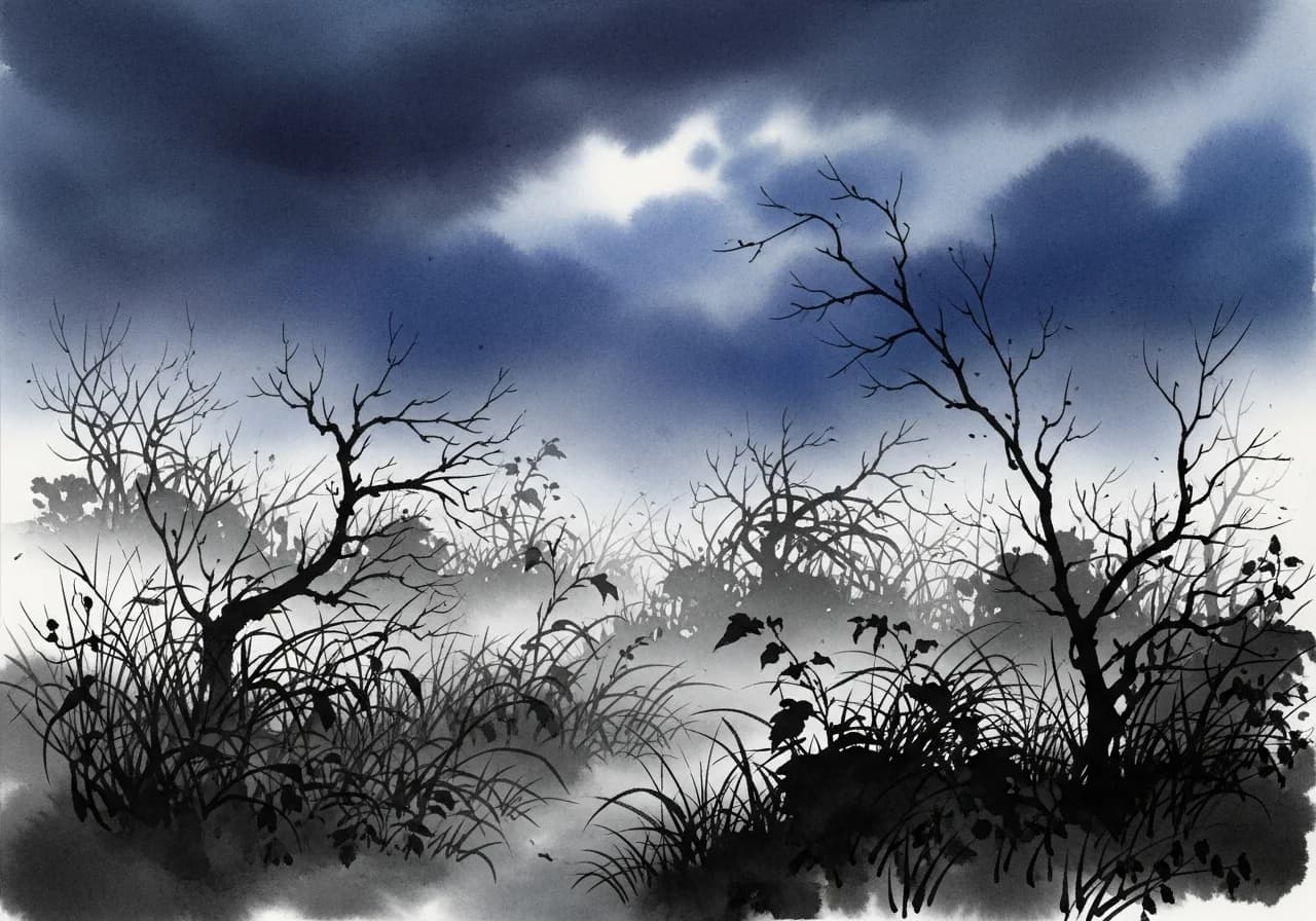 황폐한 정원 꿈 — 가정불화와 심신 경고의 흉몽