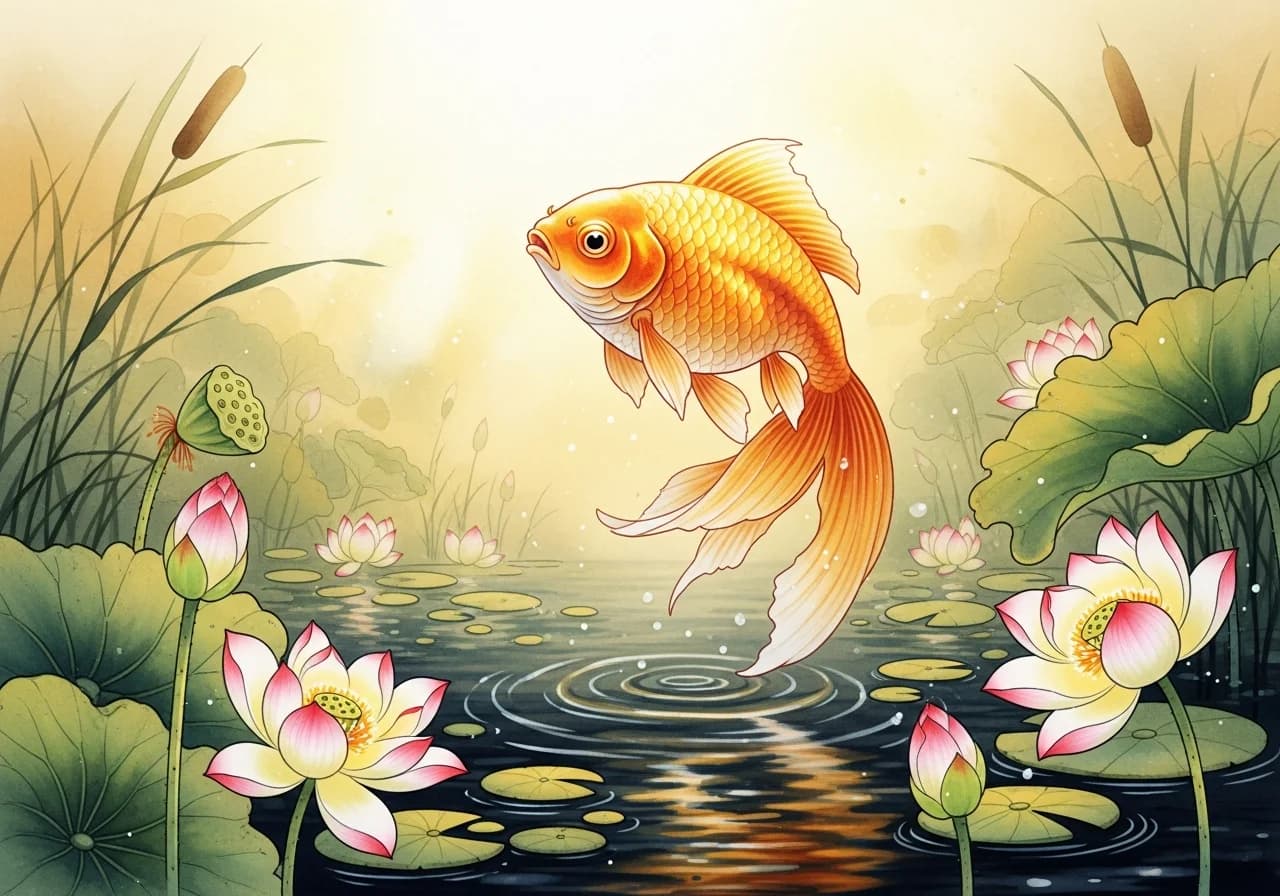 금붕어 꿈 — 길몽: 재물과 행운의 상승