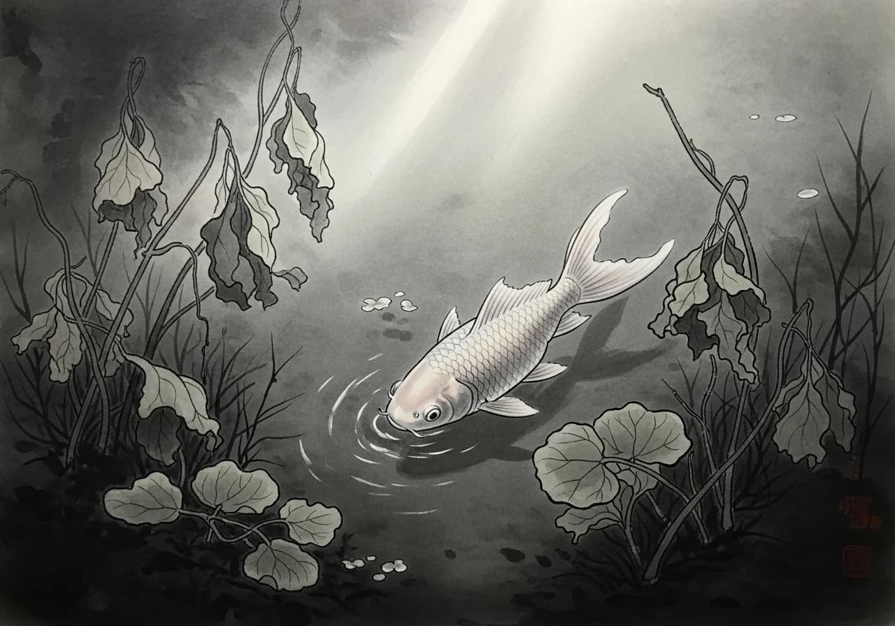 금붕어 꿈 — 흉몽: 운기 하강과 이별의 경고
