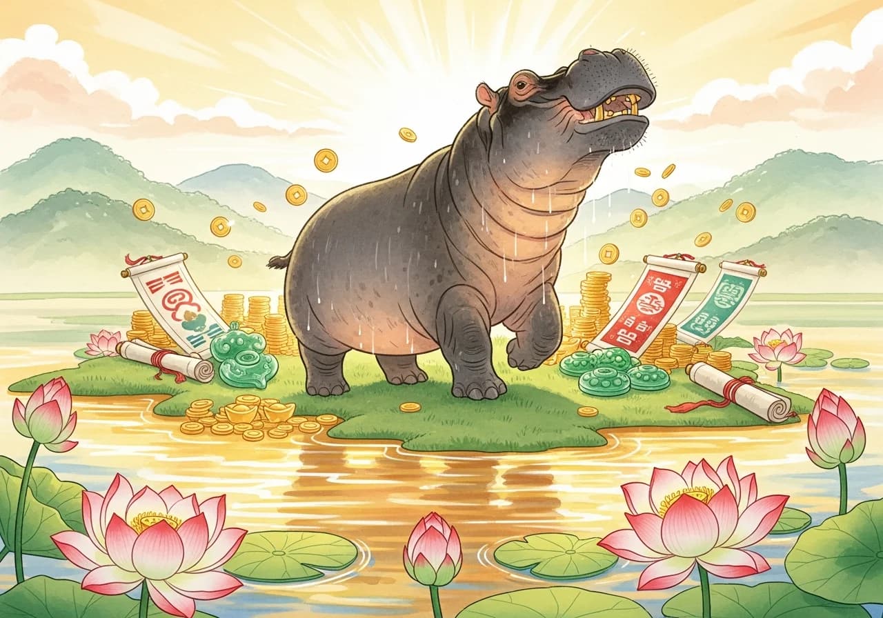 길몽 — 물속 하마·집에 들어오는 하마: 재물이 흘러든다