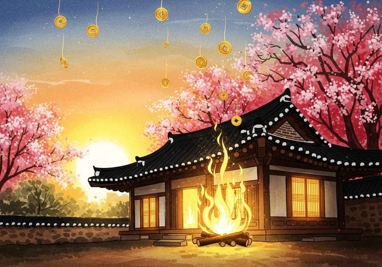 활활 타오르는 집 불꿈 — 강력한 재물운 길몽