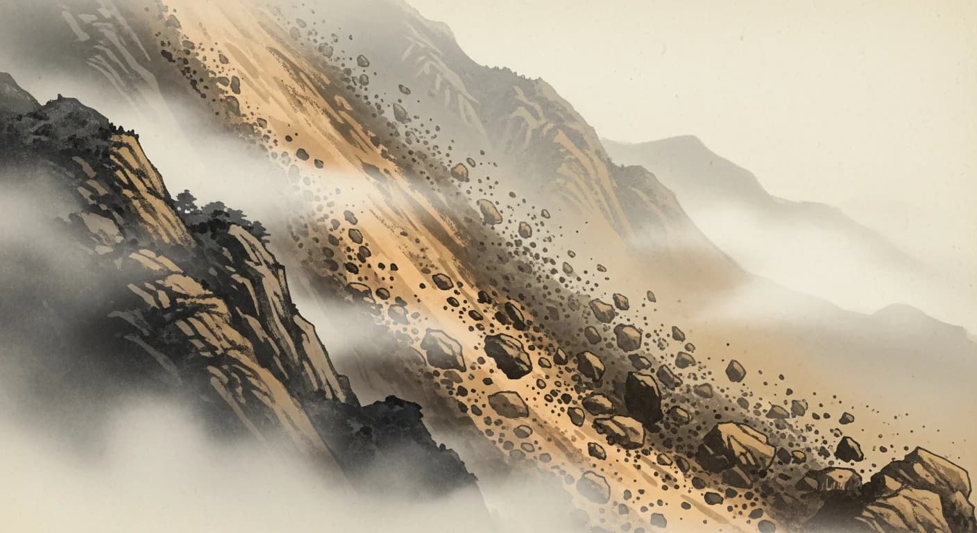 산사태 꿈 해몽 — 무너지는 땅이 전하는 경고와 기회