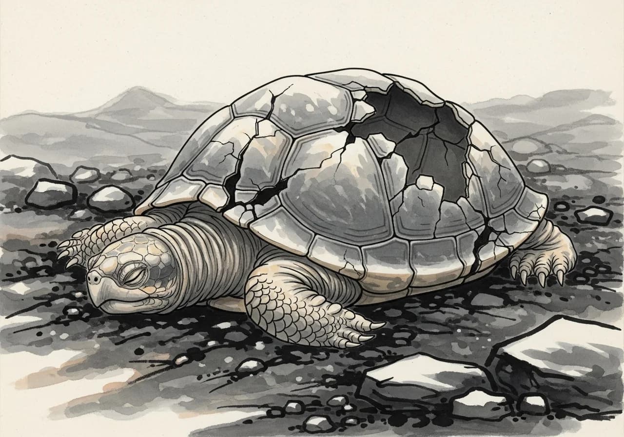 흉몽 — 죽었거나 등껍질이 부서진 거북이