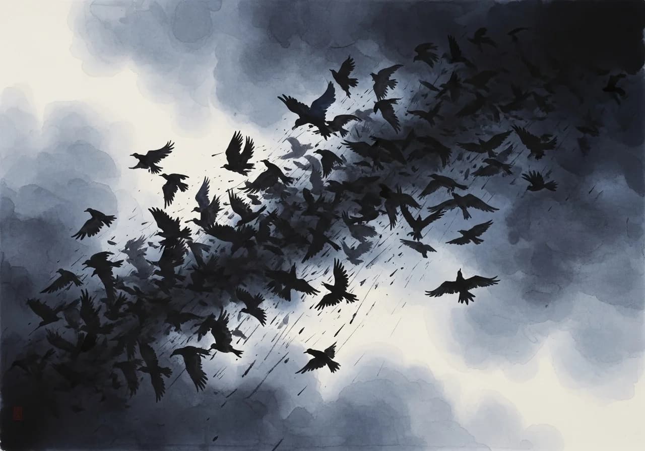 새떼 꿈의 흉몽 해석 — 혼란과 갈등의 경고