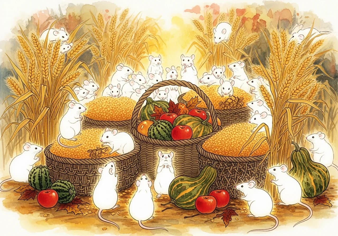 길몽 해석 — 흰쥐 떼가 가져오는 풍요와 행운