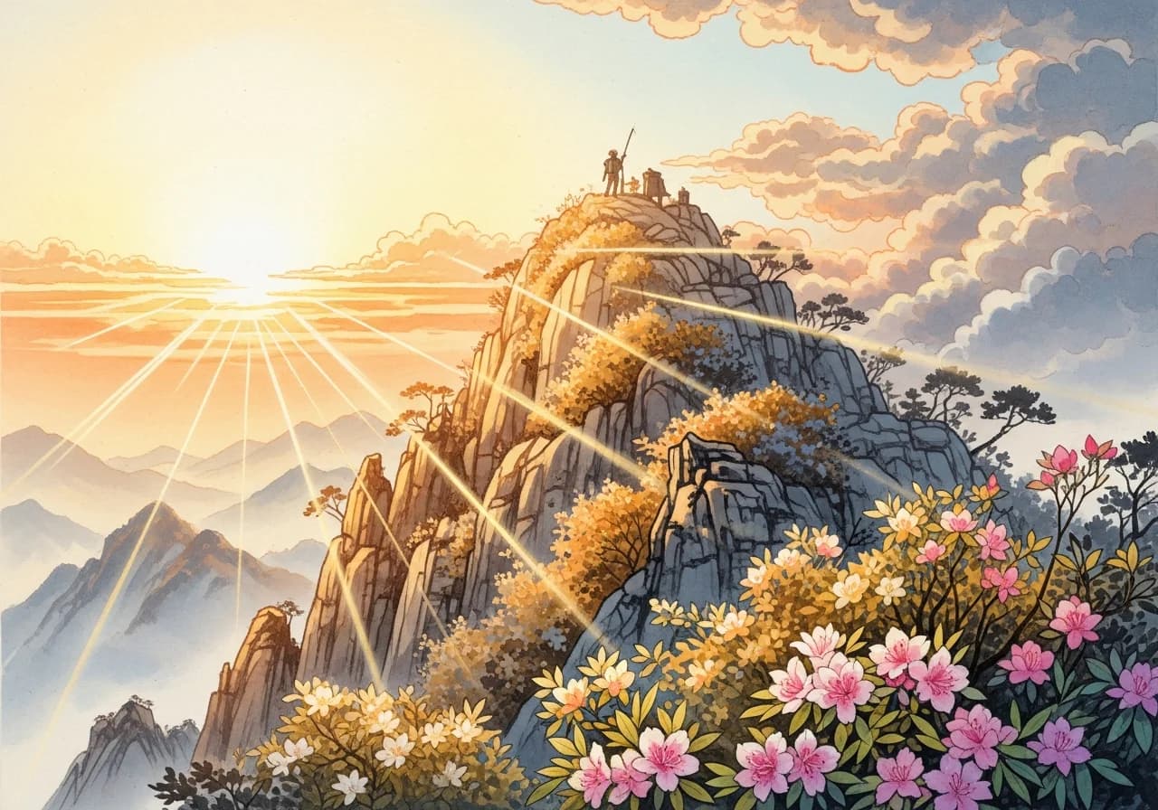 산 정상에 오르는 꿈 — 길몽 해석