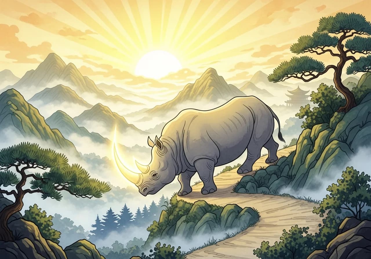 길몽: 코뿔소 꿈이 전하는 성공과 재물의 신호