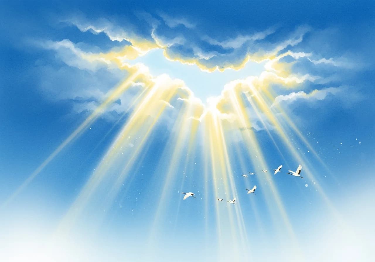 길몽 — 맑은 하늘, 하늘을 나는 꿈, 하늘에서 빛이 쏟아지는 꿈