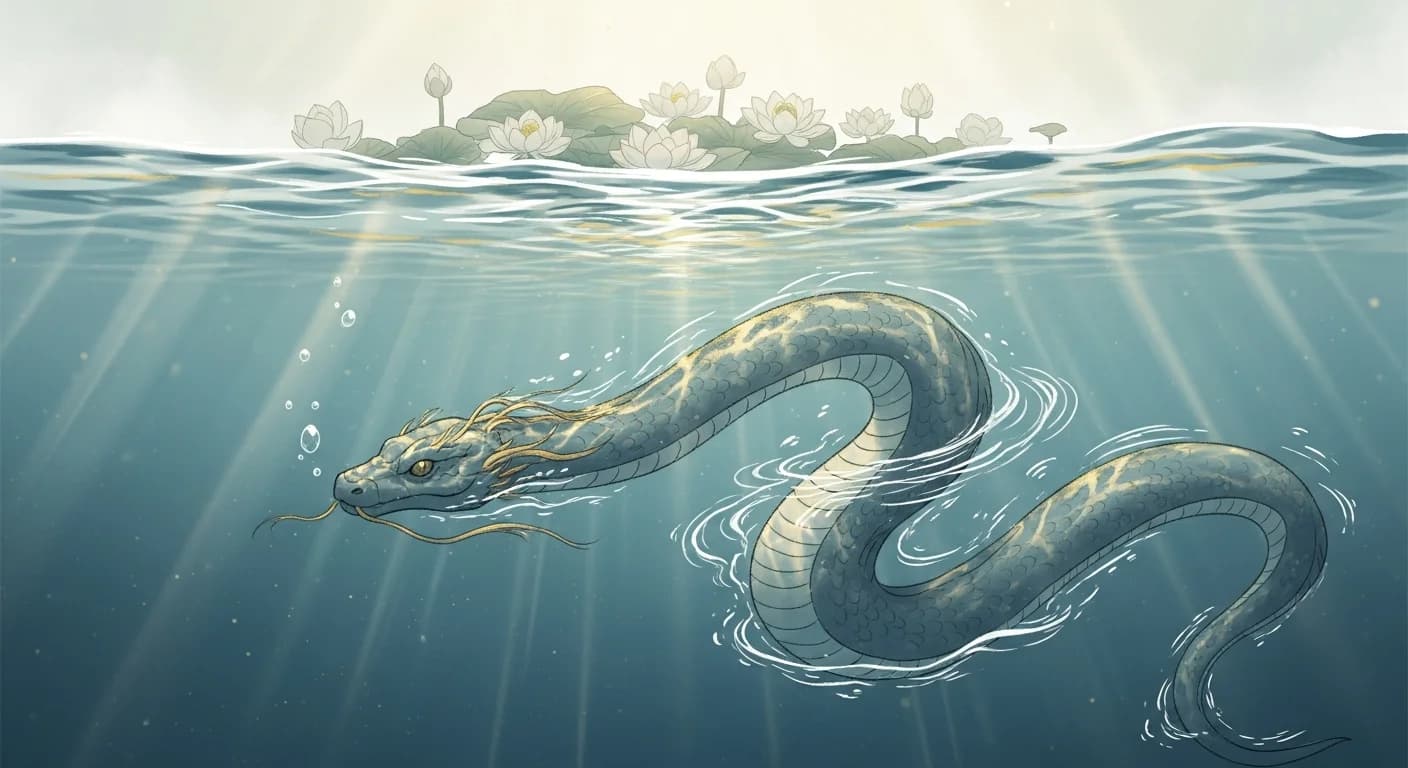 물속 뱀 꿈해몽 — 재물운과 태몽의 의미 완벽 정리