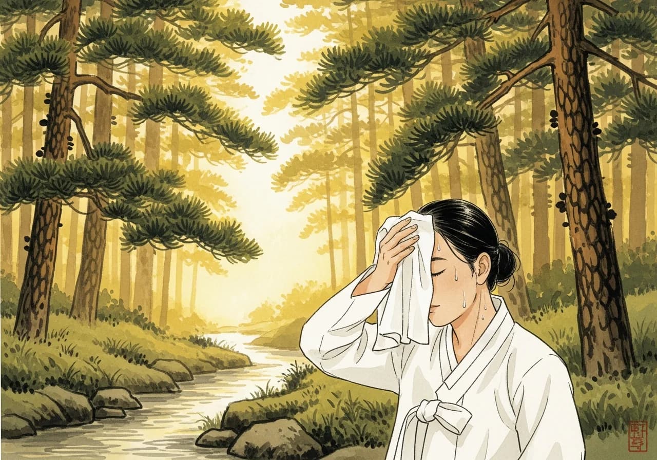 땀을 닦아내는 꿈: 회복과 안정의 길몽