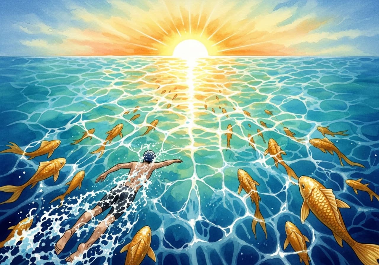 Auspicious Signs — Clear Water, Confident Swimming