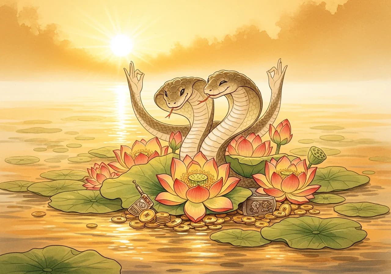 쌍두사 꿈이 길몽인 경우 - 이중 횡재와 두 배의 행운