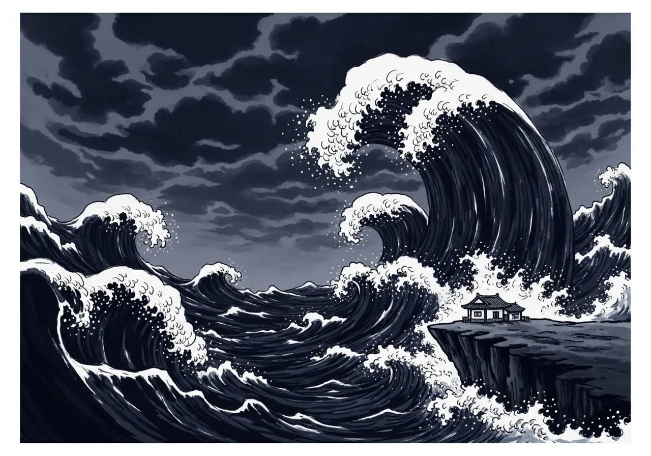 흉몽: 거대한 파도에 압도되는 꿈